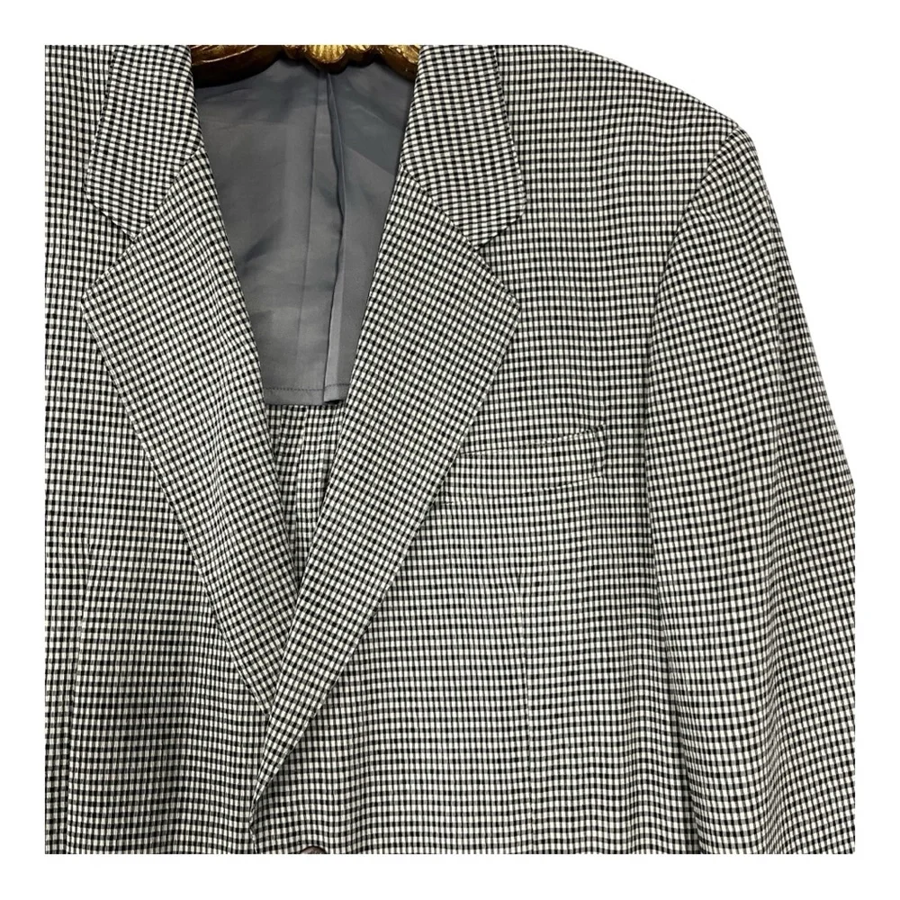 VTG 80s Thistle Harrison’s Bespoke Tailored Check Puckered Sport Jacket XL